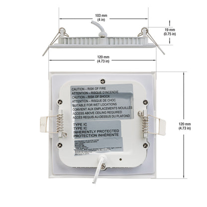 4 inch Square LED Panel Light Dimmable LP-ULFTD-12109, 120V 9W 3000K(Warm White) - GekPower