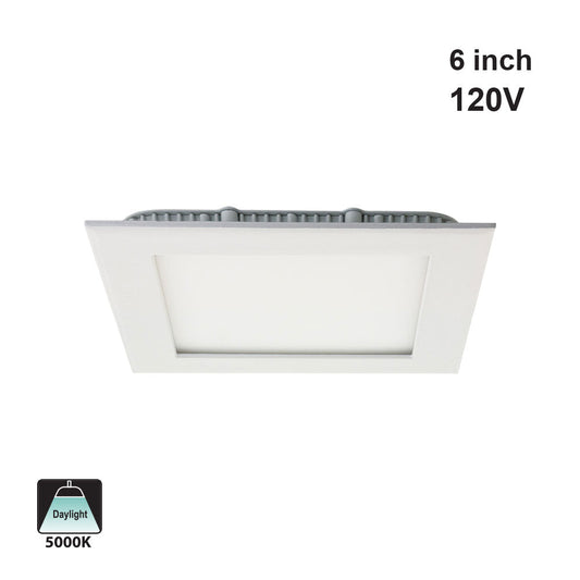 LP-ULFTD-17512 6 inch Square LED Panel Light 120V 12W Dimmable 5000K(Daylight), gekpower