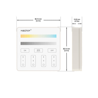 Mi-Light B2 4-Zone Adjustable Color Temperature Panel Remote LED Controller, works with FUT035