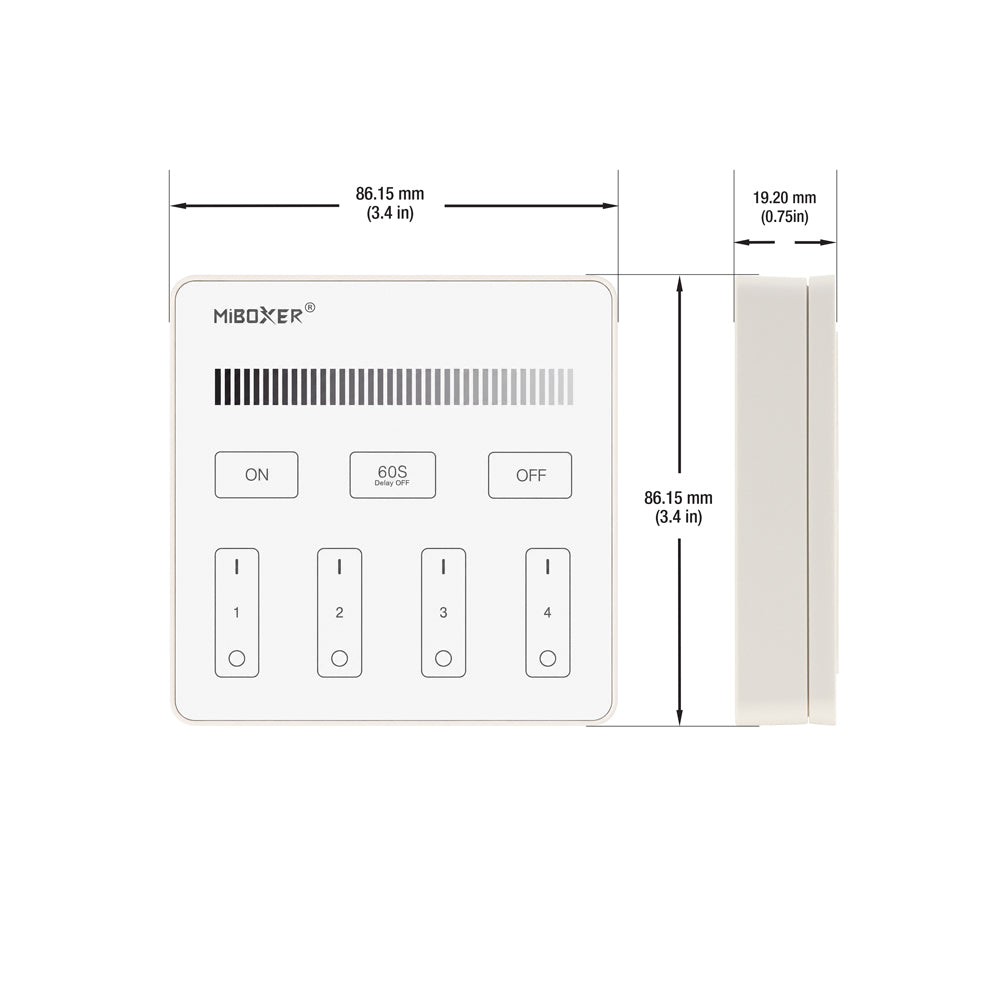 Mi-Light B1 4-Zone Single Color Brightness Dimming Smart Touch Panel Remote LED Controller, works with FUT036