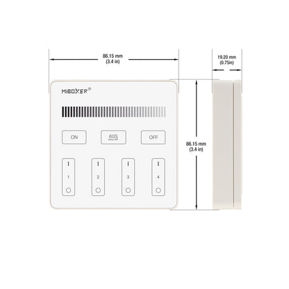 Mi-Light B1 4-Zone Single Color Brightness Dimming Smart Touch Panel Remote LED Controller, works with FUT036