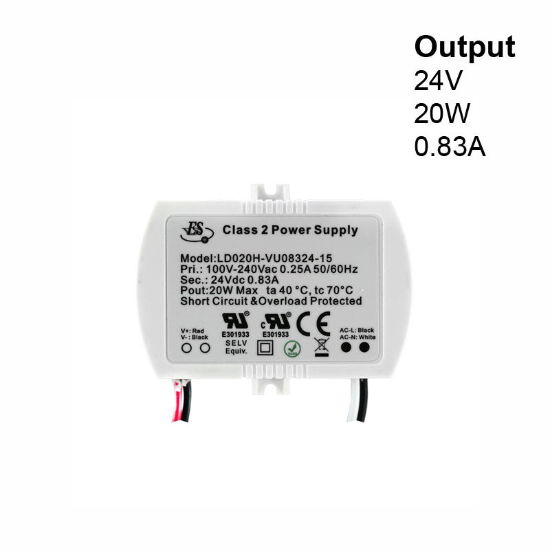 ES Constant Voltage LED Driver 24V 20W 830mA LD020H-VU08324-15, gekpower