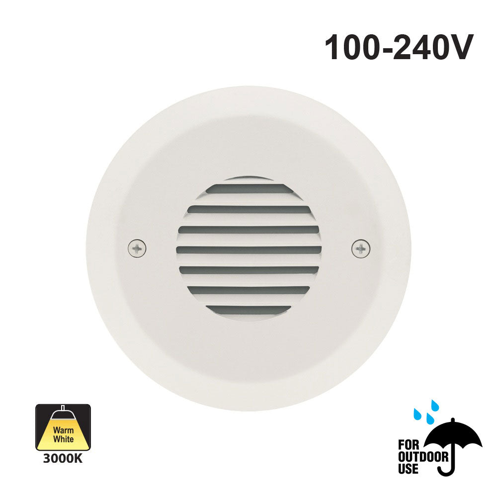 ALED-RD05HV Round Gang LED Step Light/ Pathway Light, 100-240V 2.5W 3000K(Warm White) White