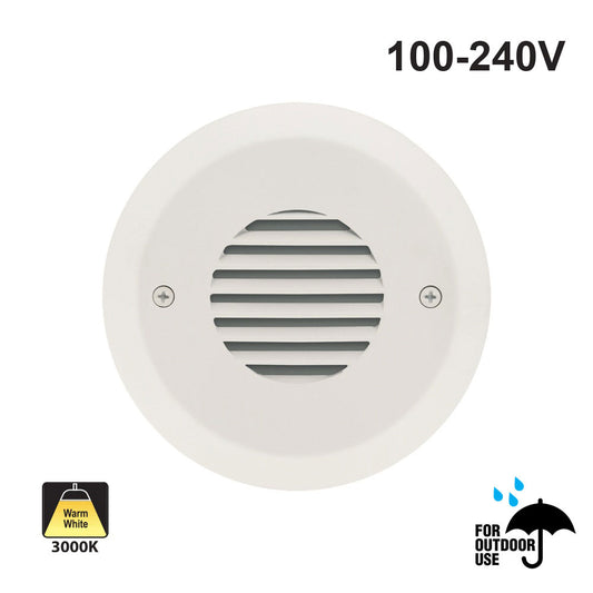 ALED-RD05HV Round Gang LED Step Light/ Pathway Light, 100-240V 2.5W 3000K(Warm White) White