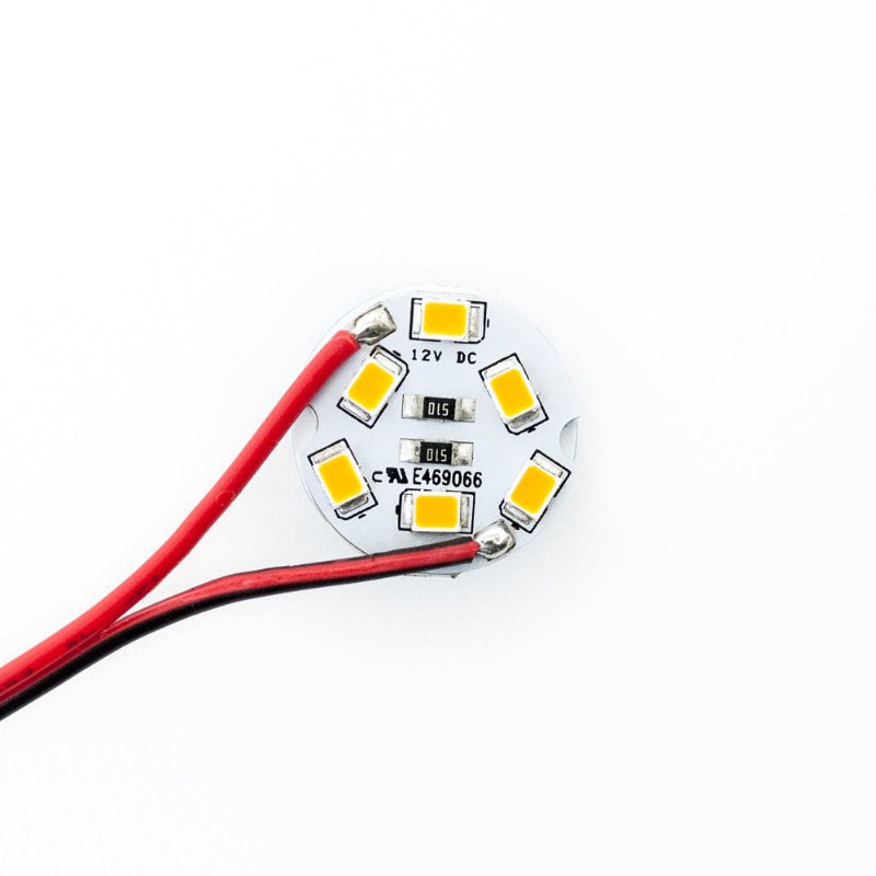 12V 6 SMD 2835 LED Flat Round PCB Dimmable Warm White (1500K-1700K)