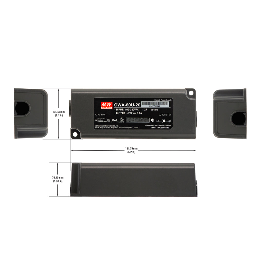 Mean well Constant Current-Constant Voltage LED Driver with Universal Input Voltage OWA-60U-20, gekpower