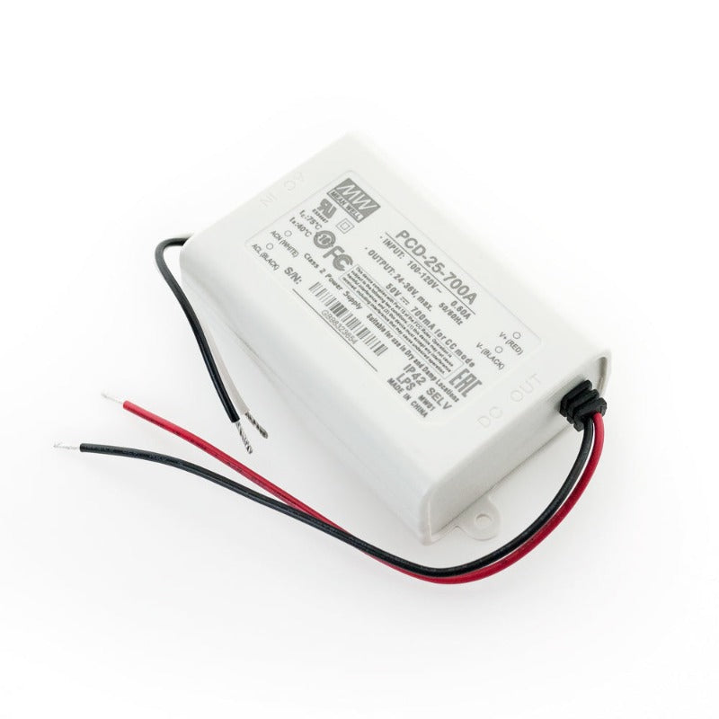 Mean Well PCD-25-700A Constant Current LED Driver, 700mA 24-36V 25W, gekpower