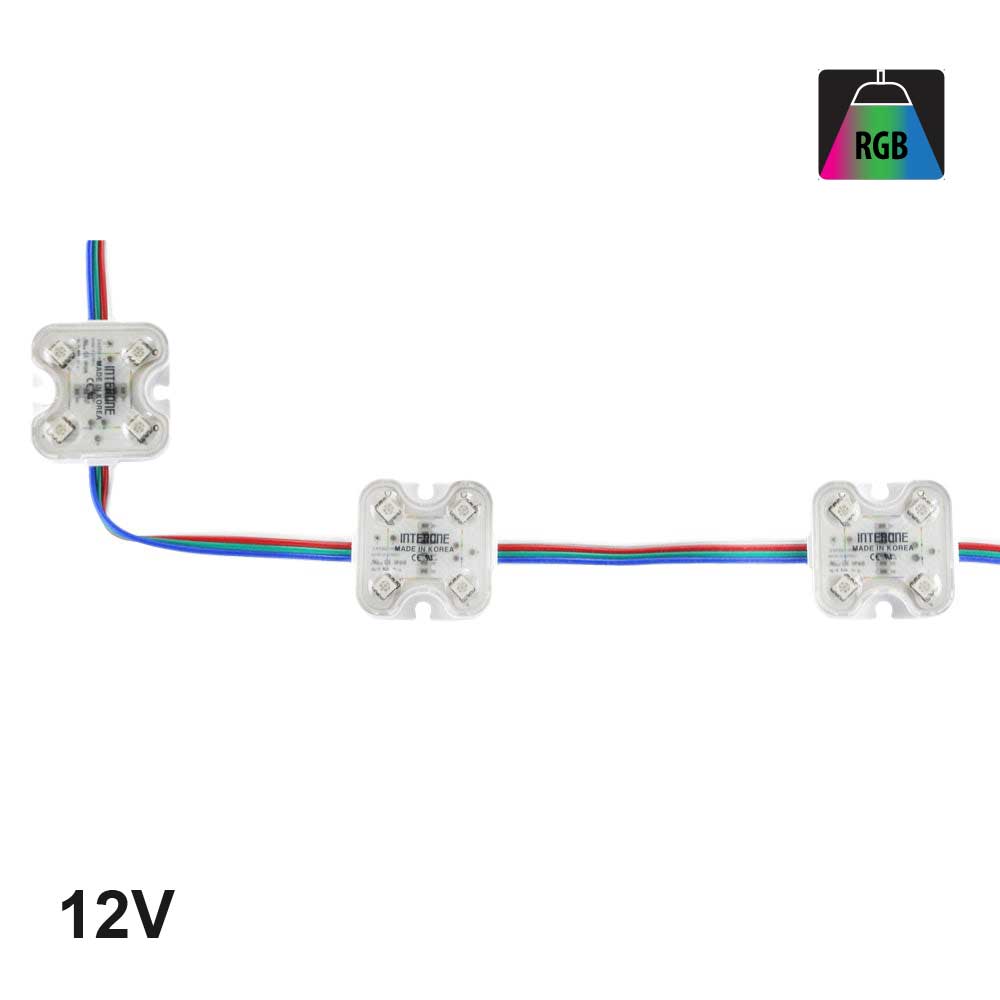 LED Module 5050 Backlighting for sign, 12V 4 LEDs, RGB (Pack of 50)