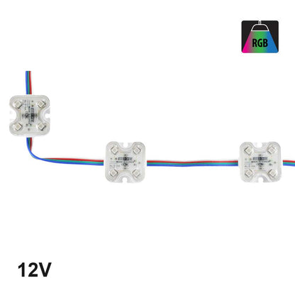 LED Module 5050 Backlighting for sign, 12V 4 LEDs, RGB (Pack of 50)