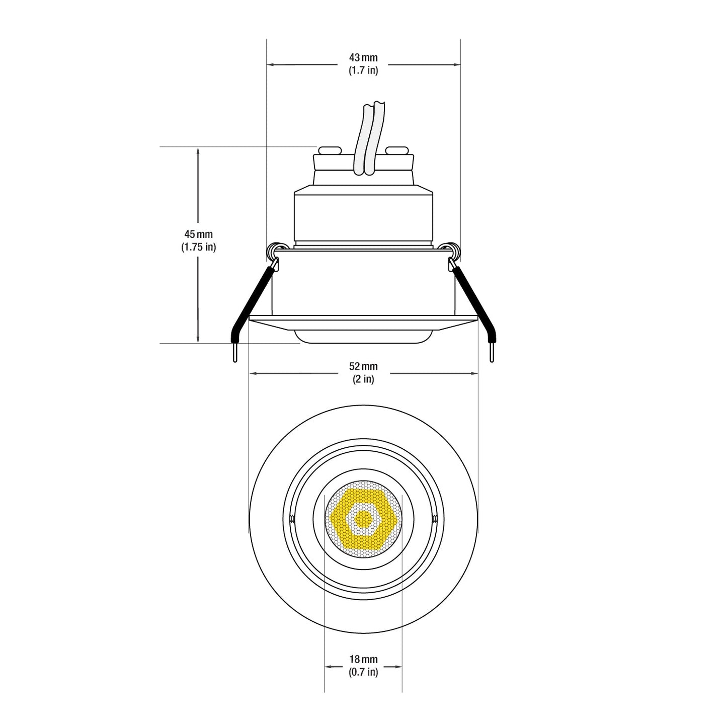 RD24-3W-30K Ceiling Light Round, 12V 3W - GekPower