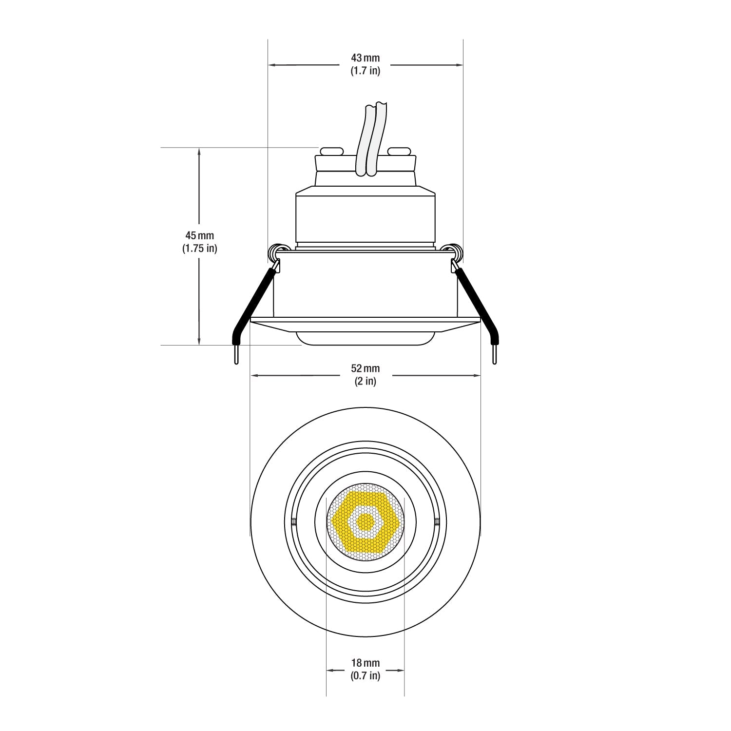 RD24-3W-30K Ceiling Light Round, 12V 3W - GekPower