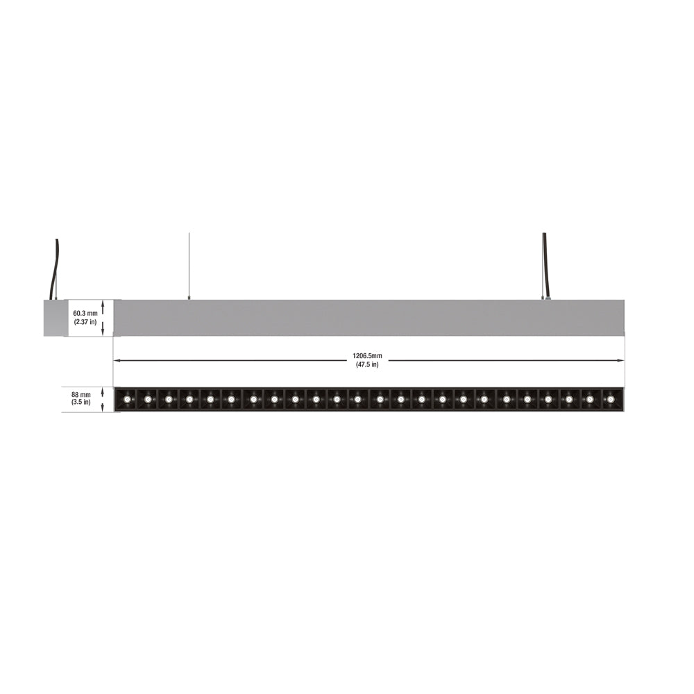 LED Low Glare Linear Pendant Light 4ft, 100-277V 38W 4000K(Natural White) White