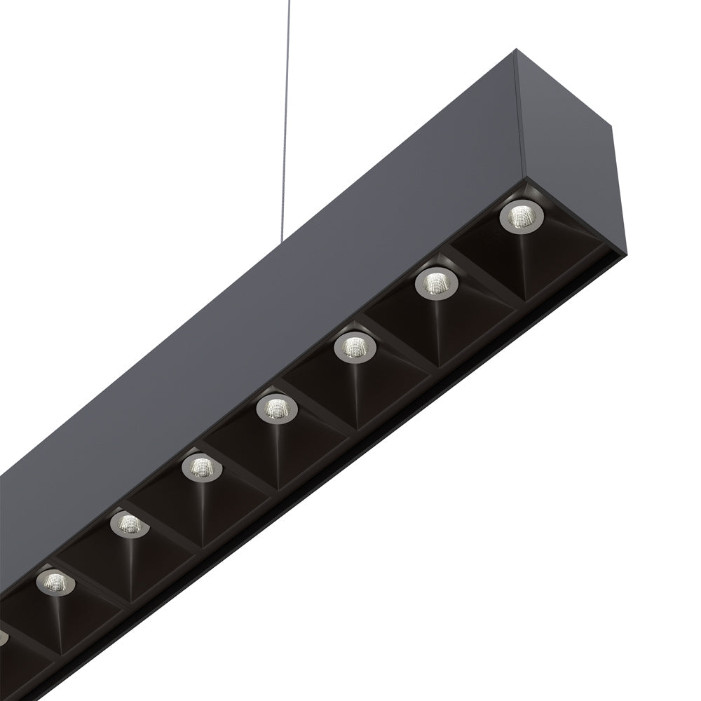 LED Low Glare Linear Pendant Light 4ft, 100-277V 38W 3000K(Warm White) Black