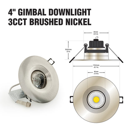 4 inch Round Recessed Light Gimbal with Selectable Color Temperature (3CCT) 120V 8W Black, gekpower