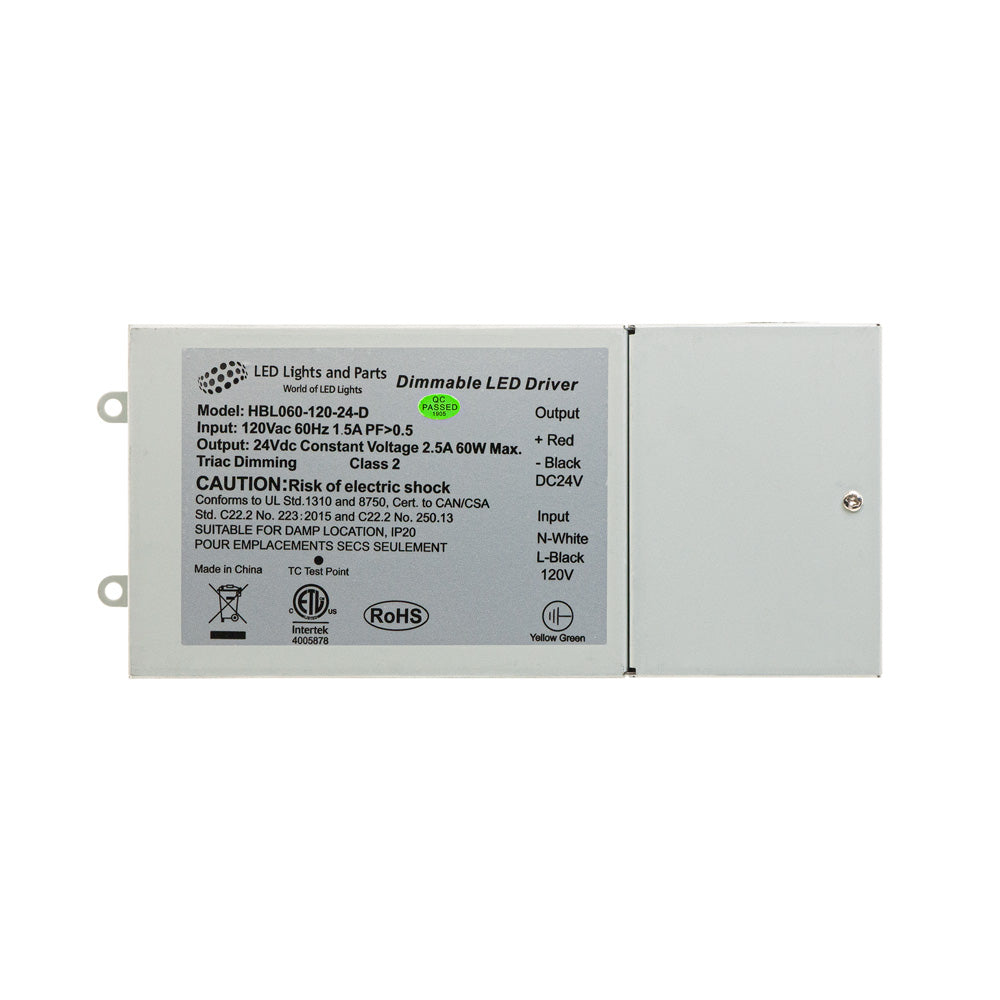 Metal Case Constant Voltage LED Driver 24V 2.5A 60W Enclosure Box HBL060-120-24-D, gekpower