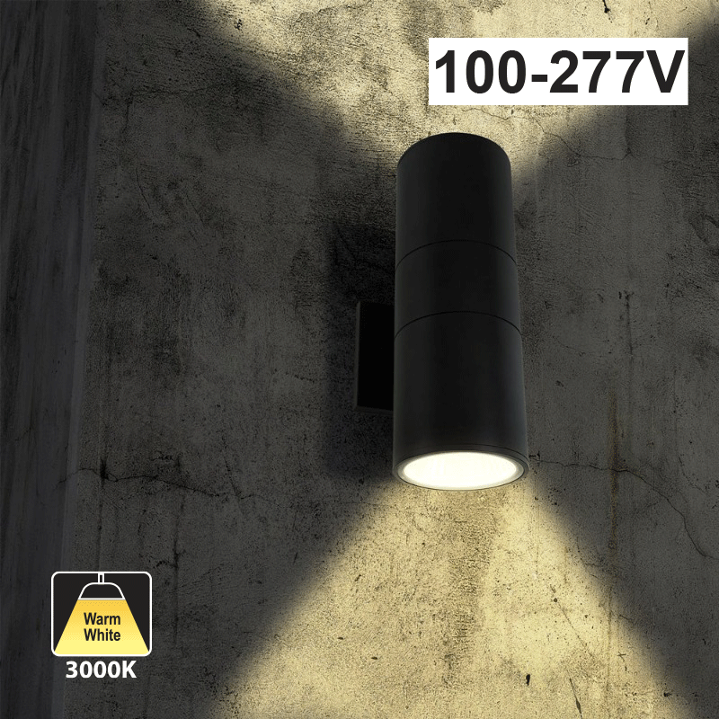 PL-UPD-COB15M-2 Wall Light Up Down Cylindrical, 100-277V 30W 3000K(Warm White) - GekPower