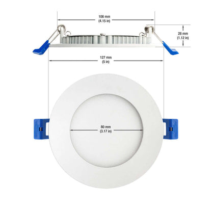 4 inch flat Round Panel light 9W 5CCT with FT6 rated wire - ledlightsandparts
