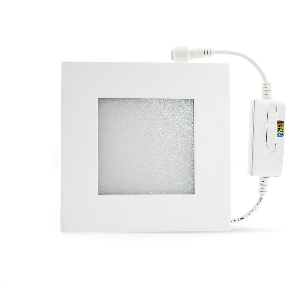 4 inch Square Flat Dimmable Recessed LED Panel Light / Downlight / Ceiling Light, 120V 9W 5CCT(2.7K, 3K, 3.5K, 4K, 5K), gekpower