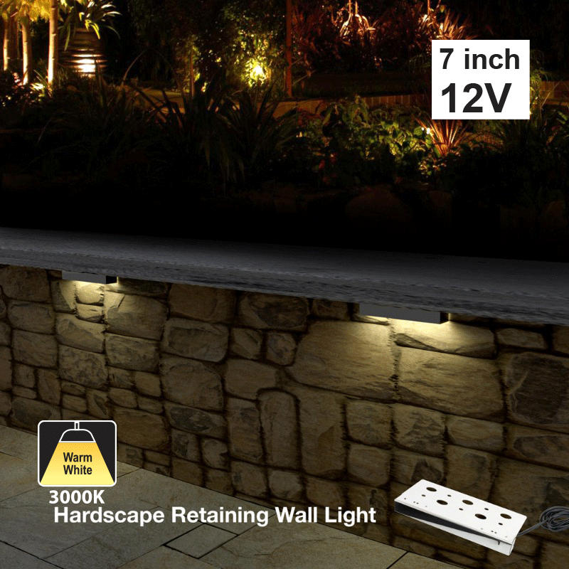 7 inch Hardscape Retaining Wall Light, 12V 2W 3000K(Warm White) - GekPower