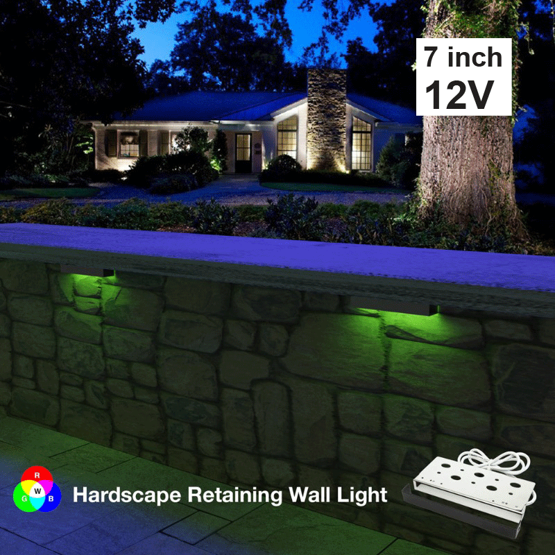 7 inch Color Changing Hardscape Retaining Wall Light, 12V 2W RGBW, gekpower