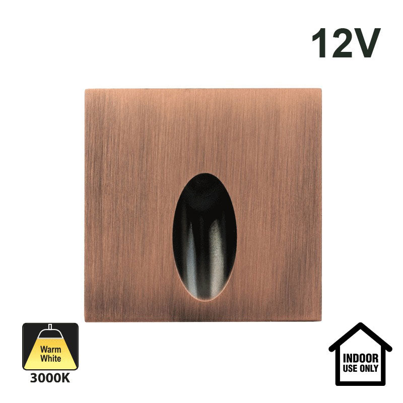 Square LED Step Light/ Pathway Light 12V 1W Dark Bronze