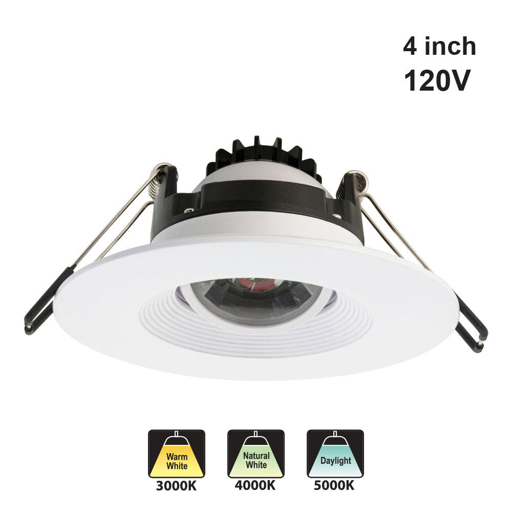 4 inch Round Recessed Light Gimbal with Selectable Color Temperature (3CCT) 120V 8W White - GekPower