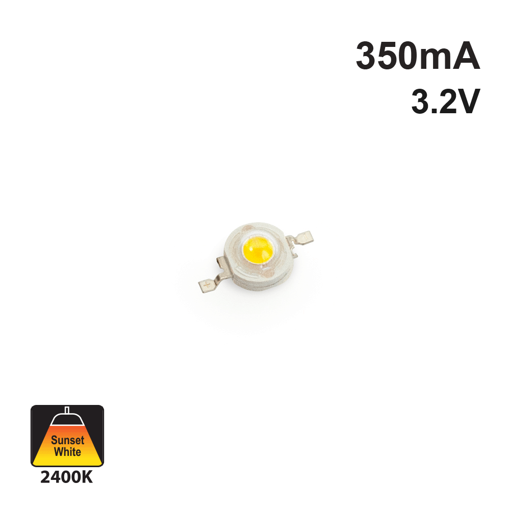 1 Watt SMD LED, 350mA, 120Lm, 2300-2400K - GekPower