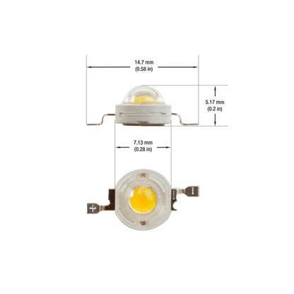 1 Watt SMD LED, 350mA, 120Lm, 2300-2400K - GekPower