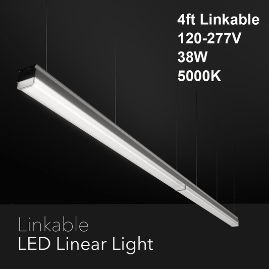 4ft Linkable LED Linear Pendant/Surface Light, 120-277V 38W 5000K(Daylight)