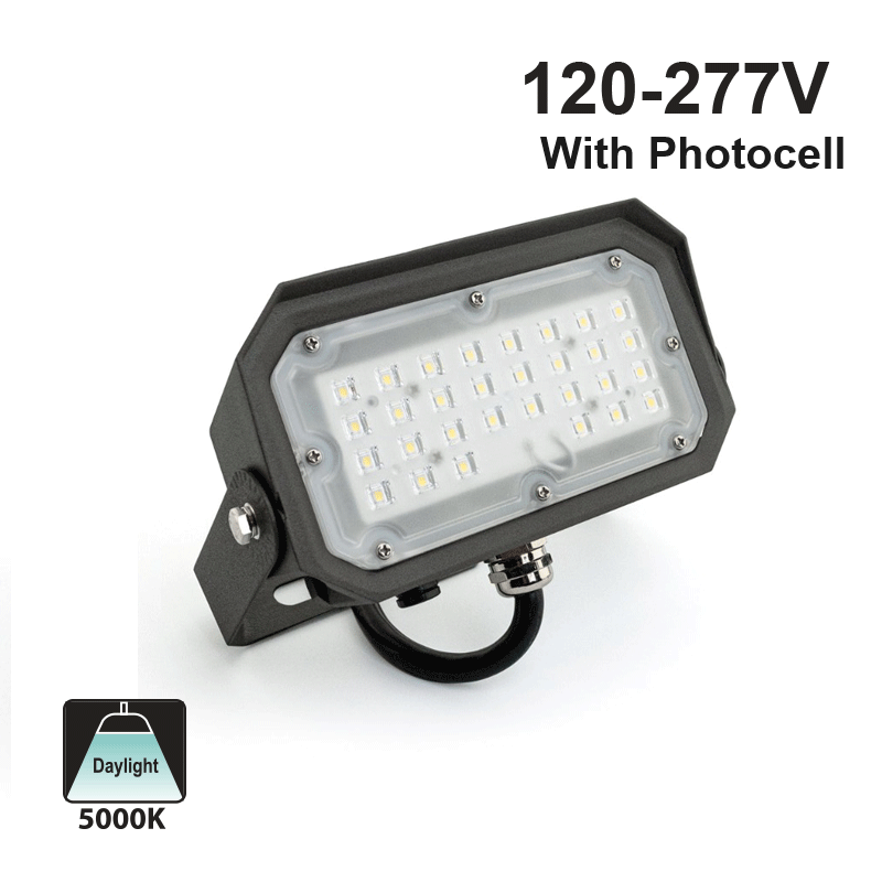 LED Outdoor Flood Light Dimmable 30 Watt 120V AC With Photocell