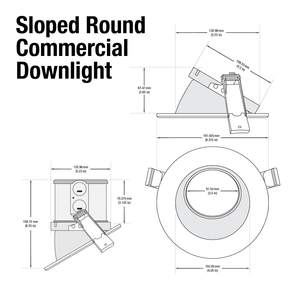 4 inch Commercial Recessed LED Downlight / Ceiling Light with Sloped Ceiling Reflector Round Trim, 120-347V 20W, gekpower