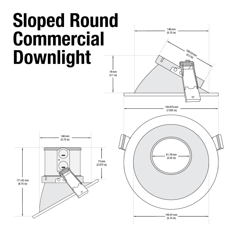 6 inch Commercial Recessed LED Downlight / Ceiling Light Sloped Ceiling Reflector Round Trim, 120-347V 20W, gekpower