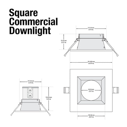 LED Commercial Downlight 4 Inch Reflector Square Trim 120-347V 20W - gekpower