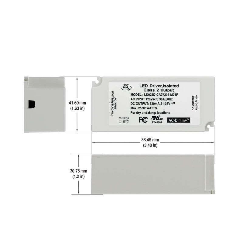 ES Constant Current LED Driver 720mA 21-36V 26W LD025D-CA07236-M28F