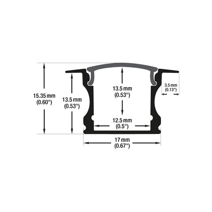 Deep Recessed Linear Aluminum LED Channel Black for LED Strips 2Meters(6.5ft) VBD-CH-RF1B-2