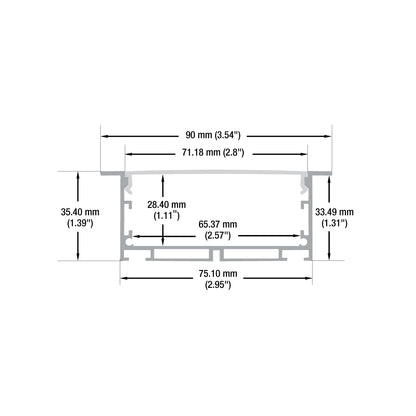 Linear Aluminum LED Channel for LED Strips 2Meters(6.5ft) VBD-CH-RF7-2
