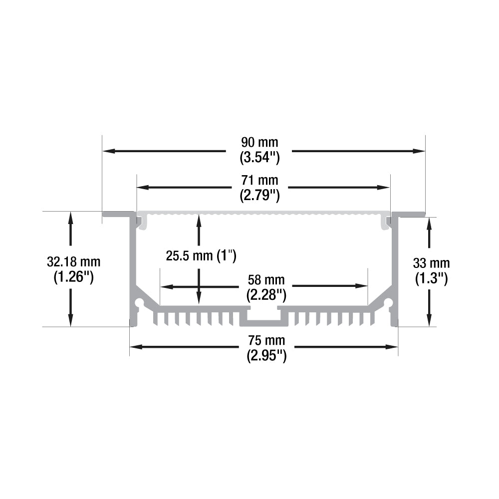 Linear Aluminum LED Channel for LED Strips 2Meters(6.5ft) VBD-CH-RF7-2