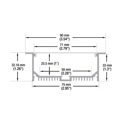 Linear Aluminum LED Channel for LED Strips 2Meters(6.5ft) VBD-CH-RF7-2