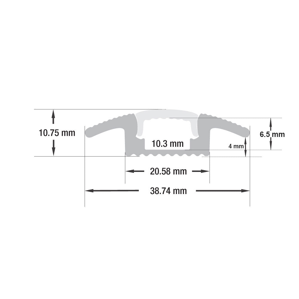 Multi Floor Transition Aluminum LED Channel for LED Strips 2Meter(6.5ft) VBD-CH-W2-2 (Walkway/Floor)