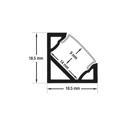 Corner Mount Linear Aluminum LED Channel Black for LED Strips 2Meters(6.5ft) VBD-CH-C2B-2