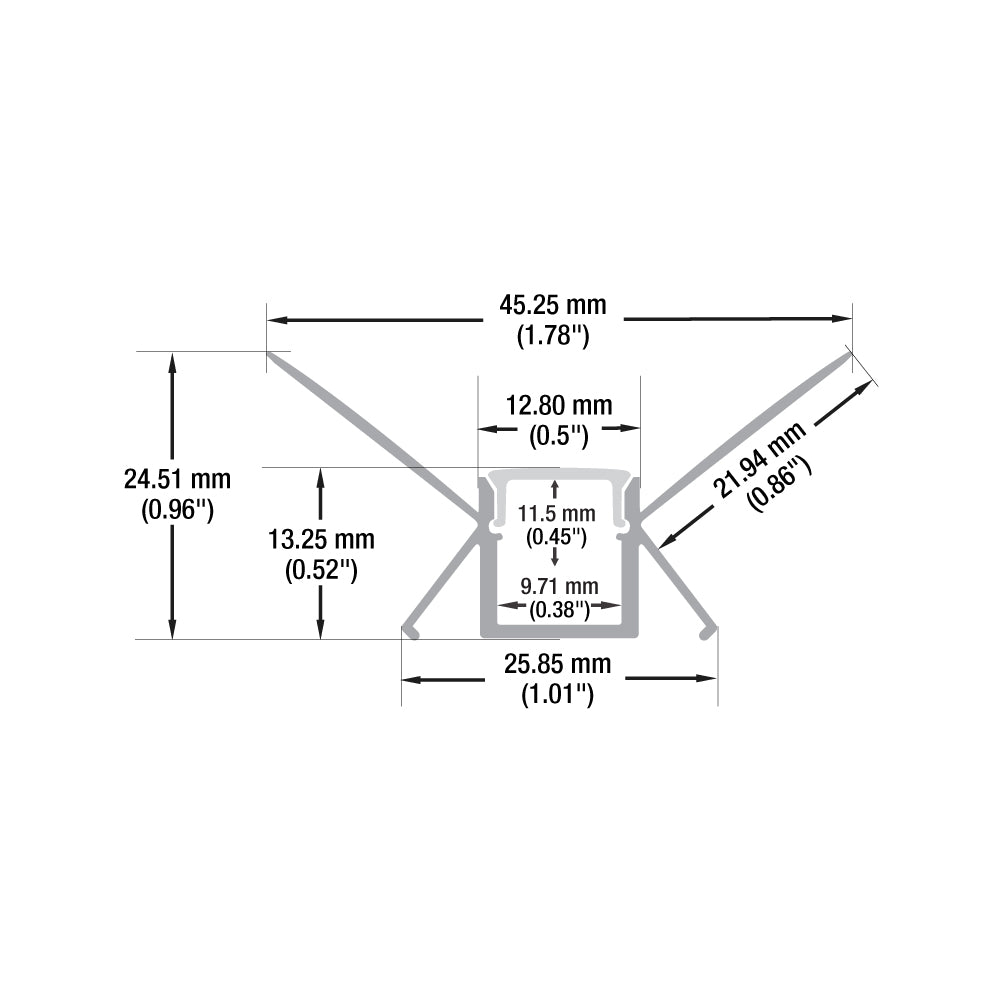 Drywall(Plaster-In) Linear Aluminum LED Channel for LED Strips 2Meters(6.5ft) VBD-CH-D2-2