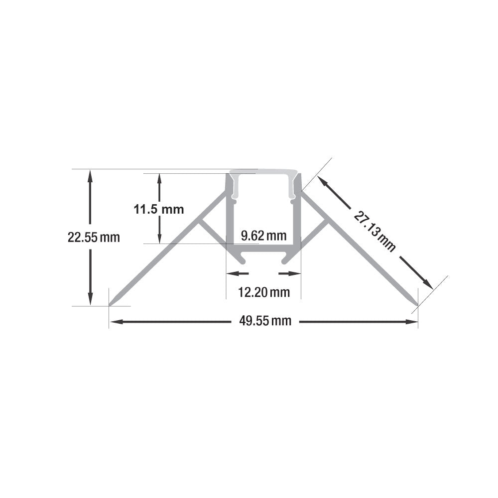 Drywall(Plaster-In) Linear Aluminum LED Channel for LED Strips 2Meters(6.5ft) VBD-CH-D3-2