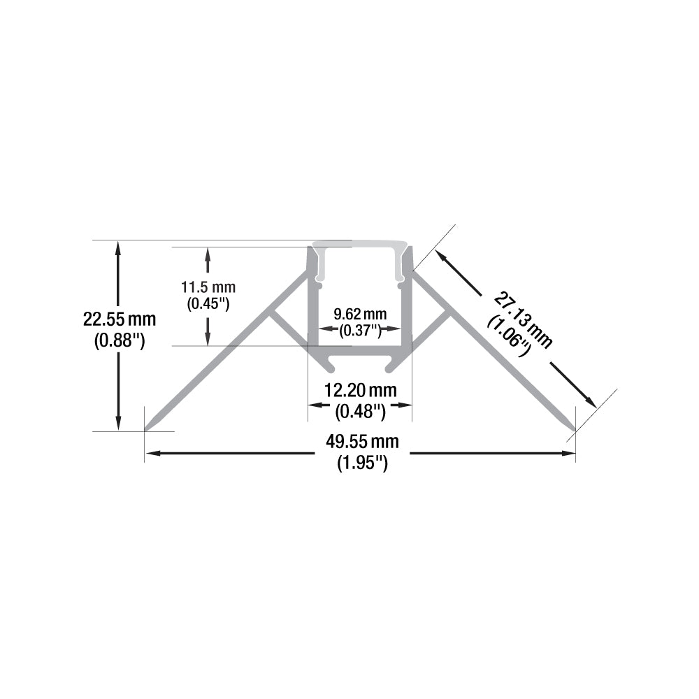 Drywall(Plaster-In) Linear Aluminum LED Channel for LED Strips 2Meters(6.5ft) VBD-CH-D3-2
