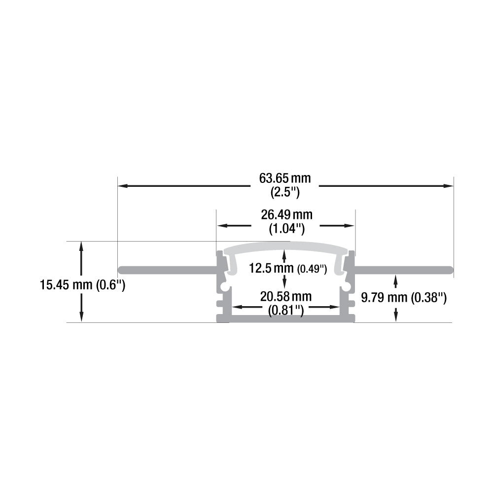Drywall(Plaster-In) Linear Aluminum LED Channel for LED Strips 2Meters(6.5ft) VBD-CH-D5-2