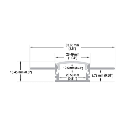 Drywall(Plaster-In) Linear Aluminum LED Channel for LED Strips 2Meters(6.5ft) VBD-CH-D5-2
