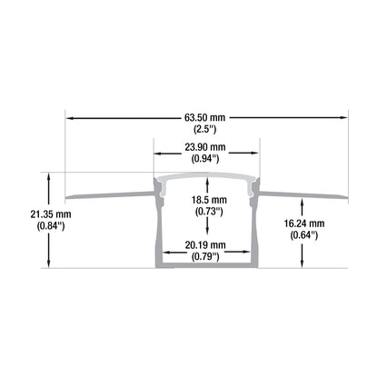 Drywall(Plaster-In) Deep Recessed (24mm) Aluminum LED Channel for LED Strips 2Meters(6.5ft) VBD-CH-D8-2