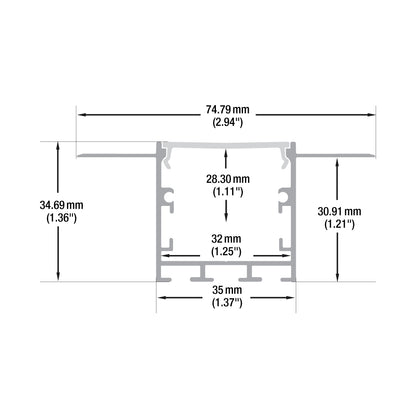 Drywall(Plaster-In) Deep Recessed (35mm) LED Channel for LED Strips