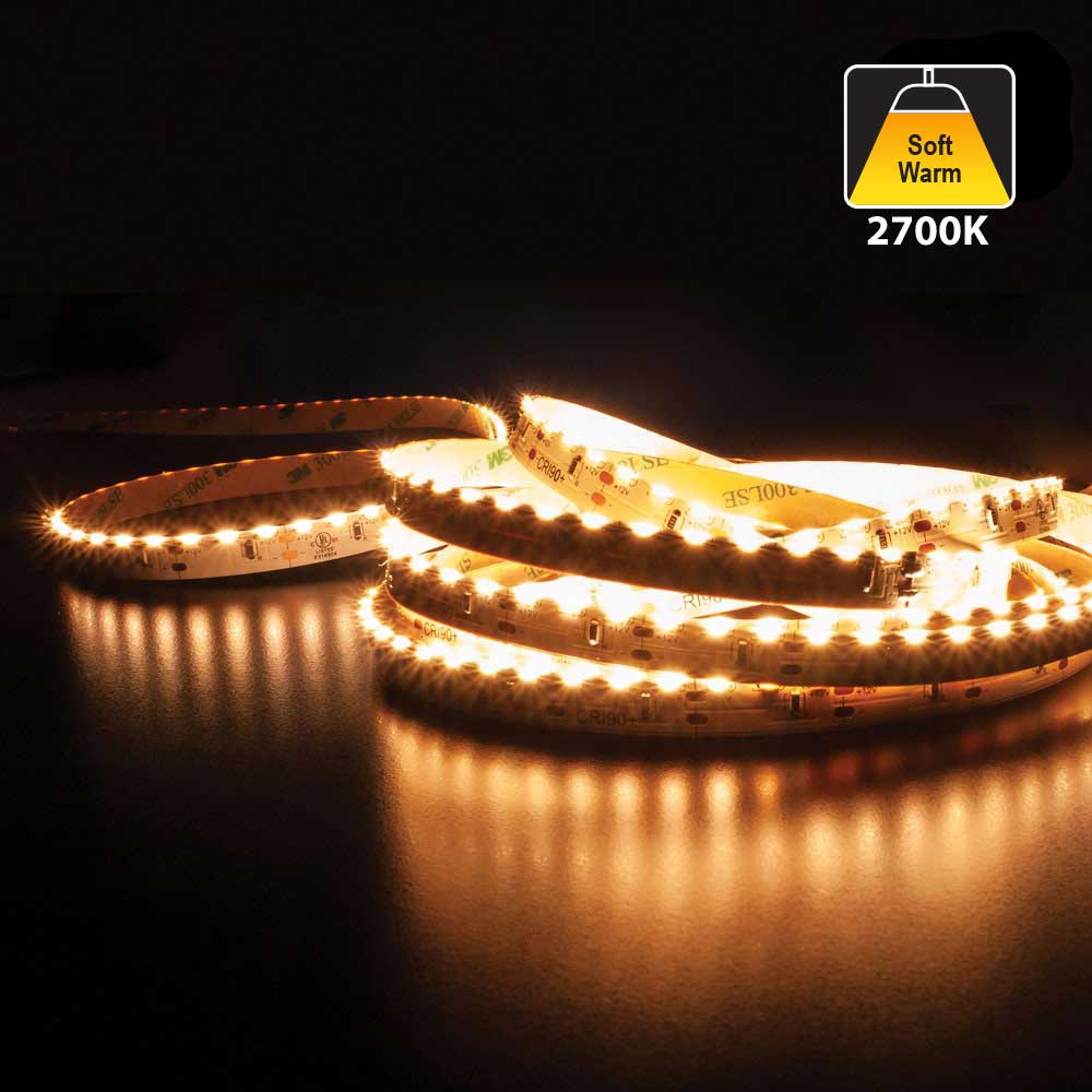 5M(16.4ft) Side Emitting Indoor LED Strip Light 315, 12V 3(w/ft) 329-402(Lm/ft) 120(LEDs/m) CCT(2.7K, 5K, Green)