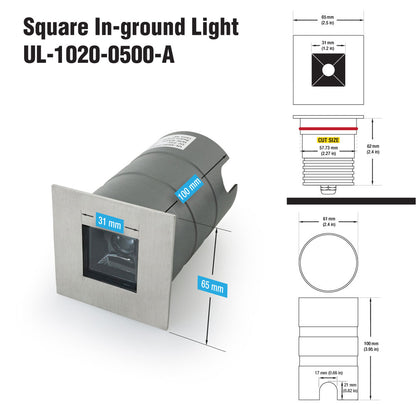 Outdoor Square Inground light 10° lens, 24V 5W 3000K(Warm White)