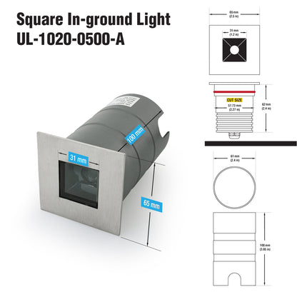 Outdoor Square Inground light 36° lens, 24V 5W 3000K(Warm White)